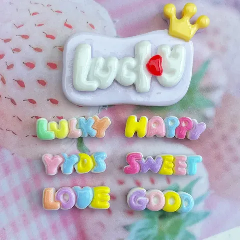 Mini Harz Englischer Buchstabe Wort Zeichen Creme Gel Schleim Charms Für DIY Handwerk Haarnadeln Handyhülle Dekoration Handgefertigtes Material