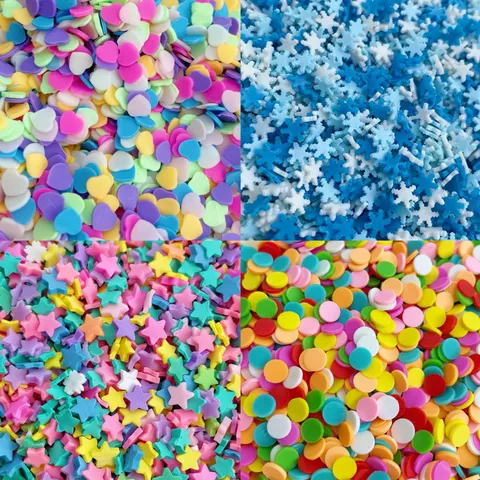Tranches en Pâte Polymère Couleurs Mixtes Motifs Cœur Étoile Flocon de Neige Matériaux Bijoux DIY Décoration Coque Téléphone