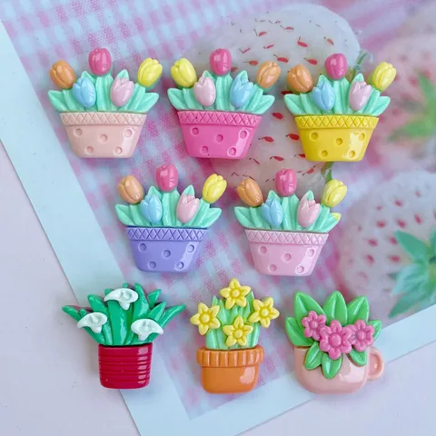 Glänzende Tulpe Lilie Topfblume Harz Zubehör Für DIY Handwerk Haarklammer Wassernapf Aufkleber Materialien Handgemachte Ornamente