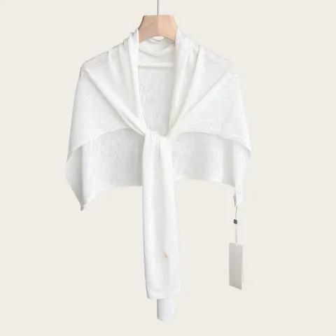 Women T-Shaped Solid Color Knitted Shawl Thin Shoulder Wrap For Summer Air Conditioned Room Neck Guard Fashion Soft Shawl
