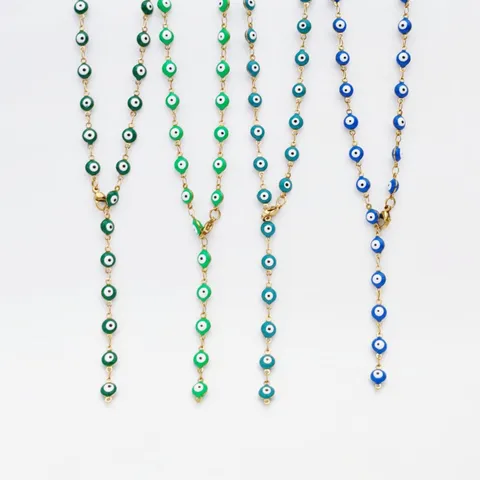 Stainless Steel Evil Eye Y-Shaped Necklace Geometric Nazar Bead Chain Light Luxury Clavicle Necklace For Women Men Trendy Jewelry Gift