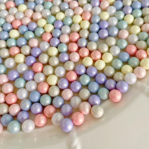 ABS Macaron Pearlescent Loose Beads DIY Jewelry Making Crafts Phone Case Decoration Mixed Colors Round Artificial Pearl Beads
