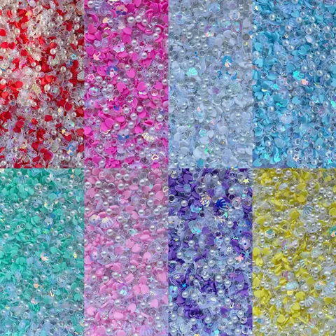 Mélange Cœur Pâte Polymère Perles Artificielles Paillettes Imprimées DIY Accessoires de Décoration de Stylo à Billes Matériaux de Bijouterie