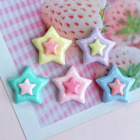 Süße Harz Doppelschicht Fünfzackiger Stern Flache Rückseite Cabochons Glänzende Macaron Farbige Stern Patch Perlen Mini Ornamente Für DIY Handwerk Handyhülle Haarschmuck Dekoration Zubehör