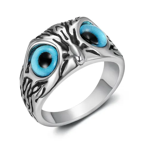 Vintage Owl Eye Stainless Steel Ring Punk Gothic Animal Band Ring Unisex Street Style Fashion Jewelry Finger Ring