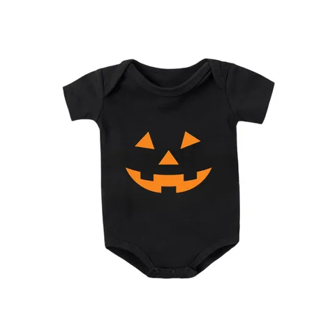 Newborn Baby Romper Cotton Halloween Pumpkin Print Short Sleeve Bodysuit Infant Casual One-Piece Baby Clothes