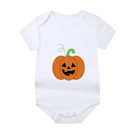 Newborn Baby Halloween Cotton Romper Cute Cartoon Print Infant Short Sleeve Bodysuit Baby Boys Girls Festival Clothes