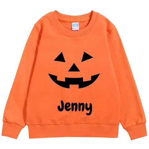 Kids Adults Halloween Sweatshirt Long Sleeve Crew Neck Pullover Cute Ghost Pumpkin Spooky Graphic Top