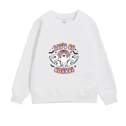 Kids Adults Halloween Sweatshirt Long Sleeve Crew Neck Pullover Cute Ghost Pumpkin Spooky Graphic Top