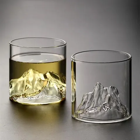 Verre à Whisky Vintage Mont Fuji Verre Borosilicaté Transparent Résistant à la Chaleur Tasse à Thé Tasse pour Bureau