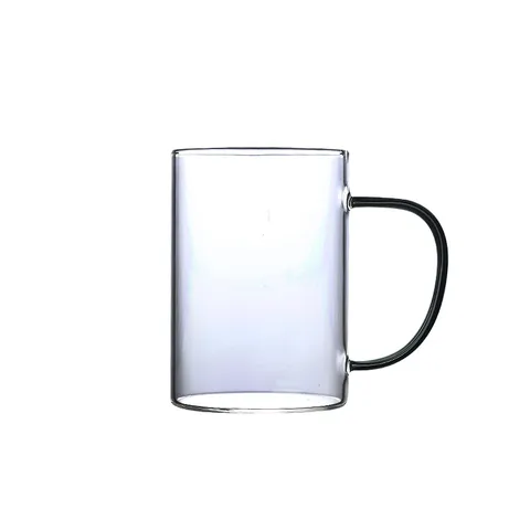 Grande Capacité Tasse à Eau en Verre Borosilicaté Ensemble Poignée Colorée Résistant à la Chaleur Transparent Lait Jus Tasse à Thé