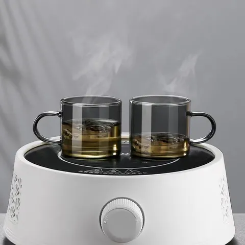 Smoke Gray High Borosilicate Glass Tea Cup Heat Resistant Transparent Small Tasting Master Cup With Handle Tea Drinkware