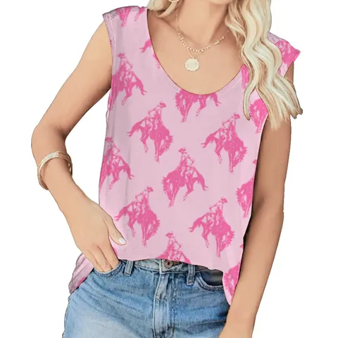 Women's Casual Loose Scoop Neck Sleeveless Tank Top Summer Basic Printed Vest