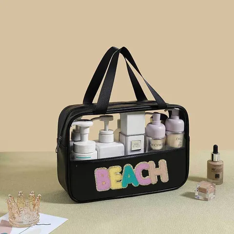 Large Capacity PVC Waterproof Toiletry Bag PU Portable Travel Cosmetic Organizer Makeup Pouch For Women