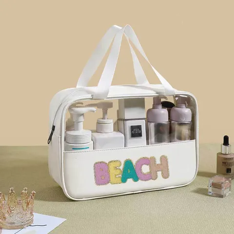 Large Capacity PVC Waterproof Toiletry Bag PU Portable Travel Cosmetic Organizer Makeup Pouch For Women