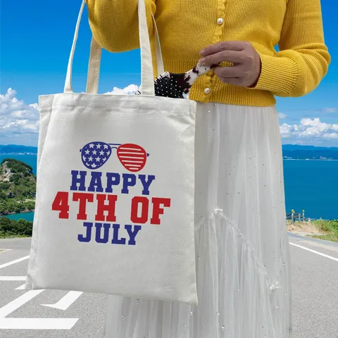 Casual Canvas Tote Bag Independence Day Printed Shoulder Bag Large Capacity Handbag Shopping Bag For Women