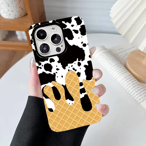 Kreative 2-in-1 Silikon Handyhülle Für iPhone Trendiges Leoparden Karo Bedruckt Stoßfeste Schutzhülle