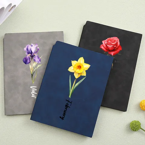 Birthday Flower A5 Notebook Soft PU Leather Journal Daily Planner Writing Pad For Office School
