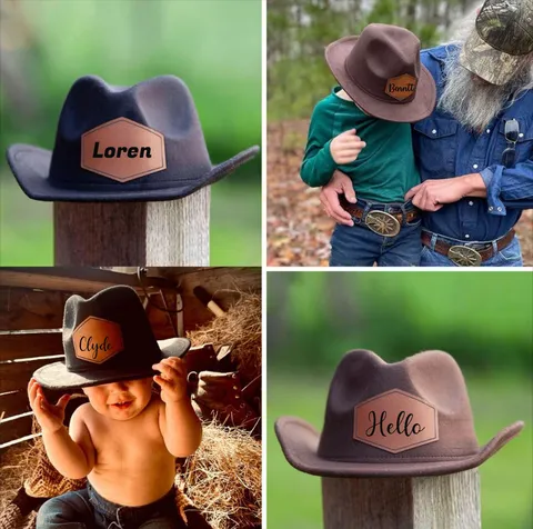 Unisex Adult Kids Western Cowboy Hat Wide Brim Felt Outdoor Retro Sun Protection Hat