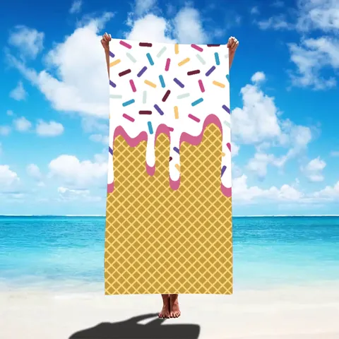 Microfiber Strandlaken Groot Sneldrogend Wafel IJs Print Zomer Zwembad Badhanddoek Zonbescherming Sjaal Reizen Buiten