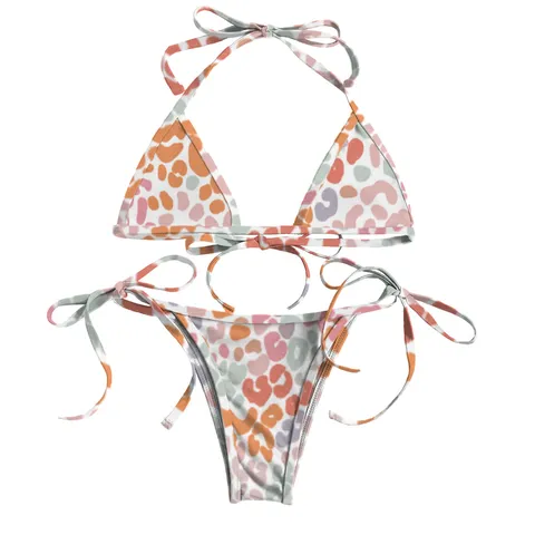 Women's Sexy Halter Triangle Bikini Set Two Piece Swimsuit Floral Leopard Camo Plaid Cactus Print Beach Swimwear