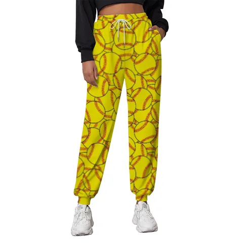 Women Casual Loose Print Joggers Sweatpants High Waist Drawstring Cuffed Active Sports Long Pants Streetwear