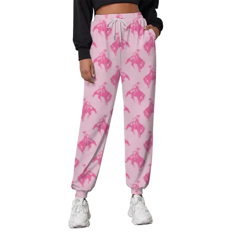 Women Casual Loose Print Joggers Sweatpants High Waist Drawstring Cuffed Active Sports Long Pants Streetwear