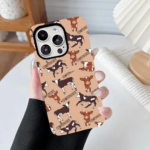 Süß Kuh Blumenmuster Stoßfeste Zwei-in-Eins Handyhülle Für iPhone Serie Langlebige Silikon Schutzhülle Rückseite