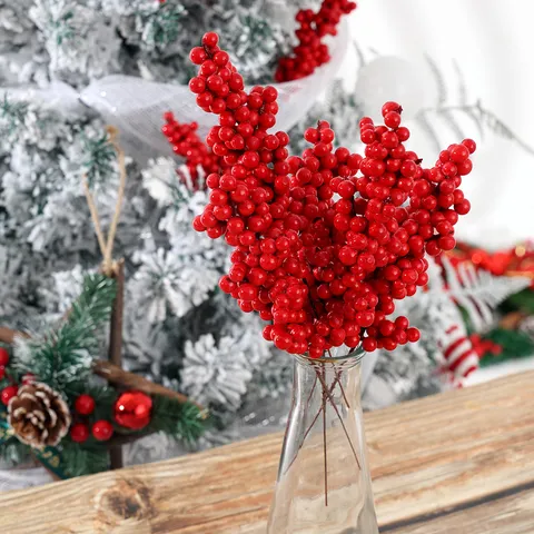 Künstliche Rote Beeren Stängel Schaumstoff Beeren Picks Weihnachtsbaum Ornamente Winter Feiertag Party Heim Blumen Dekoration