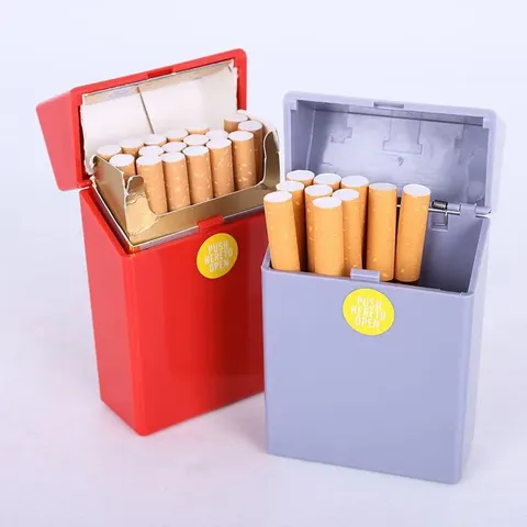 Plastic Automatic Pop-Up Cigarette Case Portable 20 Capacity Cigarette Holder Moisture-Proof Protective Box For Daily Use