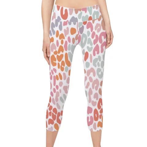 Leggings Capri pour Femmes Pantalon de Yoga de Fitness Actif Taille Haute Extensible Imprimé