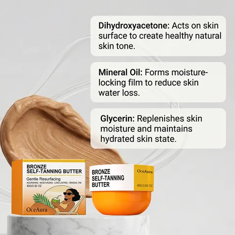 OceAura Self Tanning Butter Bronze Sunless Tanner Cream Gradual Moisturizing Hydrating Body Skincare Product