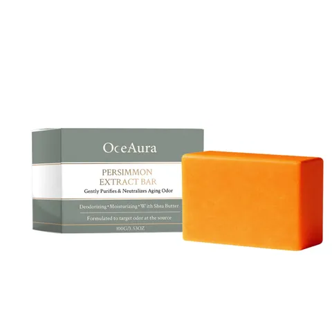 Pain de Savon Nettoyant à l'Extrait de Kaki Naturel Nettoyage Profond Désodorisant Hydratant Beurre de Karité Corps