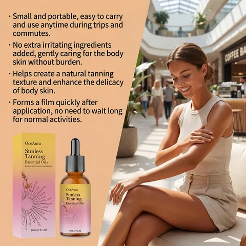 Huile Essentielle de Bronzage sans Soleil Corps Autobronzant Gouttes de Bronzage Peau Naturelle Rayonnante Brônée Soin de la Peau