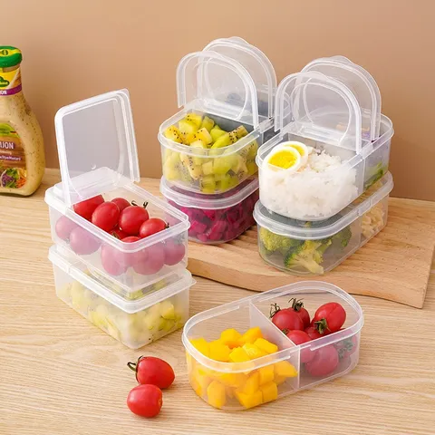 Transparent Plastic Food Storage Container Portable Bento Lunch Box For School Office Fruit Fresh Keeping Box