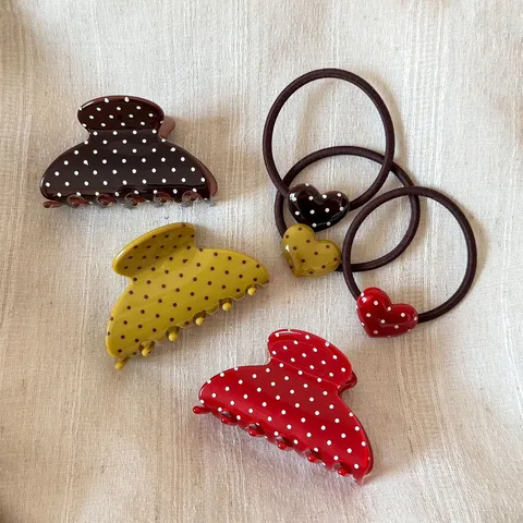 French Style Acetate Hair Claw Fan Shaped Polka Dot Shark Clip Heart Hair Tie Fashion Hair Accessories For Women Daily Jewelry