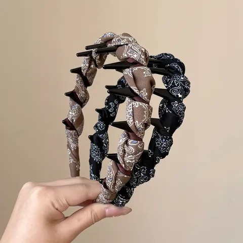 Koreaanse Stijl Geplisseerde Stof Paisley Print Gezande Haarklem Antislip Volume Haarband Handgemaakt Mode Haaraccessoires Voor Dames Dagelijks