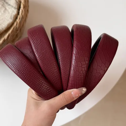 Retro Wine Red Faux Leather Headband For Women Croc Pattern Sponge Padded High Top Headband Ankara Red Hair Band Hair Hoop Handmade Fashion Headpiece