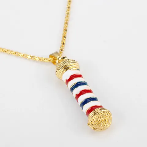 Moda Lega Palo del Barbiere Pendente Collana Rosso Bianco Blu Smalto Catena Serpe Oro Argento Placcato Gioielli Regalo