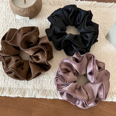 Scrunchie Four Layer Pleated Satin Large Intestine Hair Ring Elegant Wood Ear Edge Elastic Hair Tie Korean Style Headband For Women