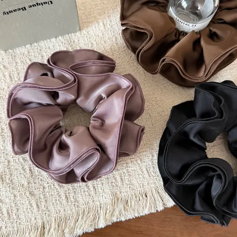 Scrunchie Four Layer Pleated Satin Large Intestine Hair Ring Elegant Wood Ear Edge Elastic Hair Tie Korean Style Headband For Women