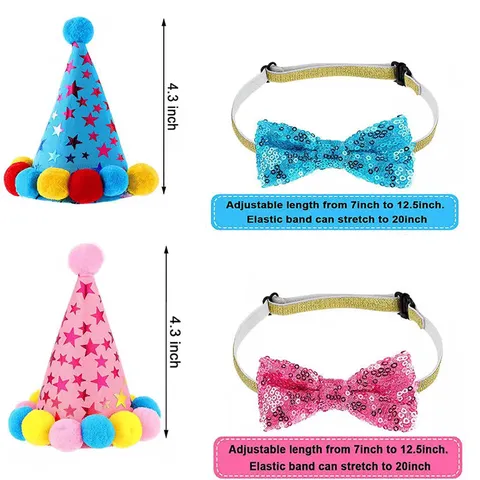 Adorable Pet Birthday Party Decoration Collar Bowtie Sequin Dog And Cat Festive Party Supplies Accessories