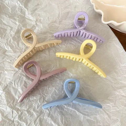 Elegante Pinza per Capelli in Acrilico Grandi Dimensioni Fiocco Colore Opaco Fermaglio per Capelli Design Incrociato Squalo Clip Antiscivolo Copricapo per Capelli Spessi Donna Accessori Quotidiani