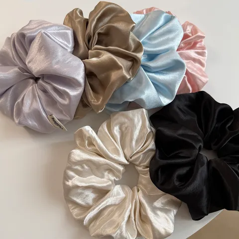 Koreaans Elegant Satijn Scrunchie Glanzend Oversized Haargummi Effen Kleur Elastische Haarring Voor Vrouwen Meisjes Haaraccessoires