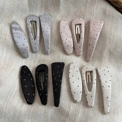 Korean Style Fabric Pleated Polka Dot Snap Clips Geometric Hair Pins Cute Fringe Bangs Hair Clips Daily Headwear For Women