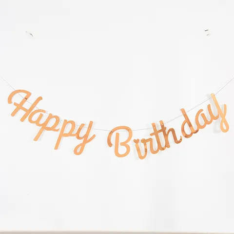 Happy Birthday Letter Garland Gold Stamping Paper Bunting Banner Party Hanging Decoration Kids Birthday Supplies