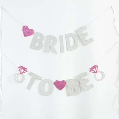 Glitter Bride To Be Banner Bachelorette Party Wedding Decoration Gold Silver Letter Garland Engagement Party Supplies