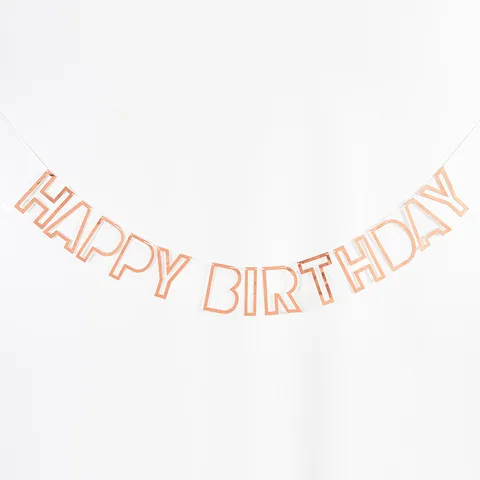 Happy Birthday Paper Letter Banner Hanging Garland Gold Stamping Sequin Party Celebration Decoration Supplies