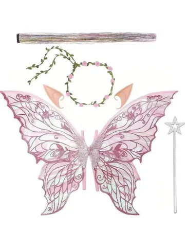 Cosplay Fairy Angel Butterfly Wings Festival Party Costume Gold Stamped Organza Wing