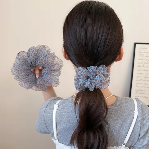 Scrunchies per Capelli in Rete Stampata Floreale Vintage Francese Accessori per Capelli Casual per Donne